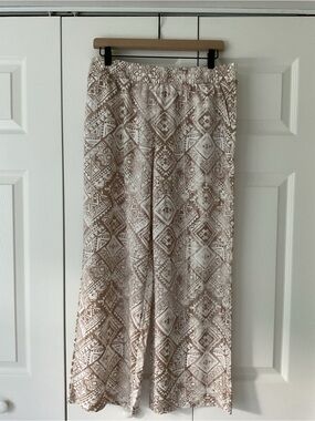 Kim Gravel Neutral Aztec Print Wide Cabana Leg Pants